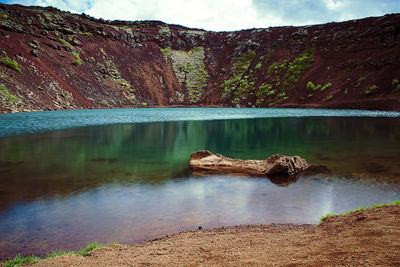 Scenic view of lake and rocks