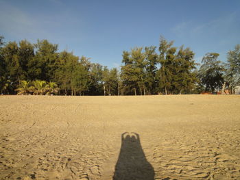 Shadow of two people on sand