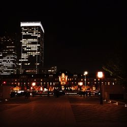 Illuminated cityscape at night