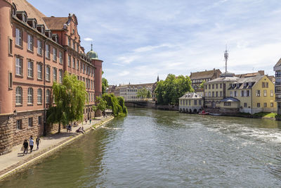 Idyllic waterside impression of strasbourg, a city at the alsace region in france