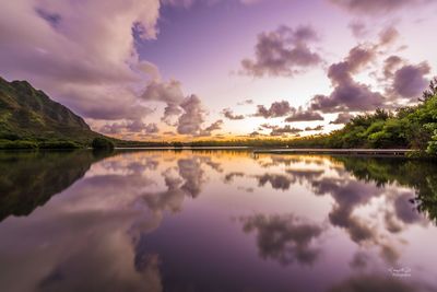 Reflection of sky on lake