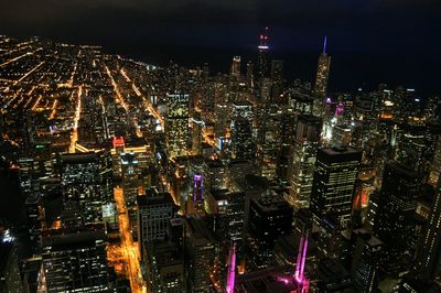 Illuminated cityscape seen from willis tower