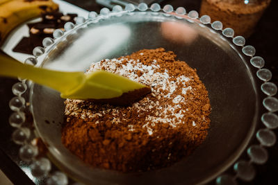 High angle view of cake