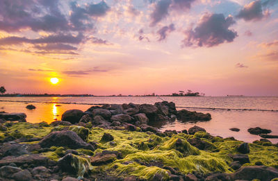 Scenic view of sea against sky during sunset