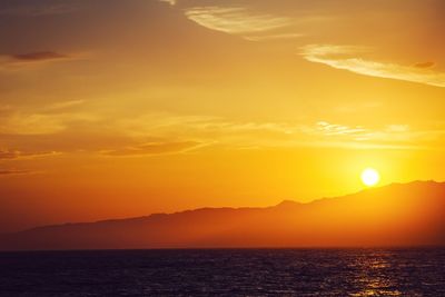 Scenic view of sea at sunset