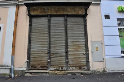 Closed door of old building