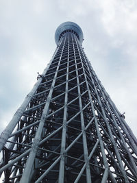 Low angle view of tower against cloudy sky