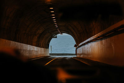 Tunnel seen through windshield