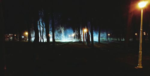 Illuminated street light at night