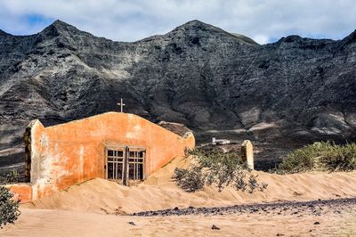 Facade of church in desert