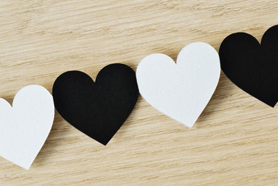 Close-up of heart shape on table