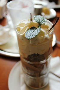 Close-up of dessert on table