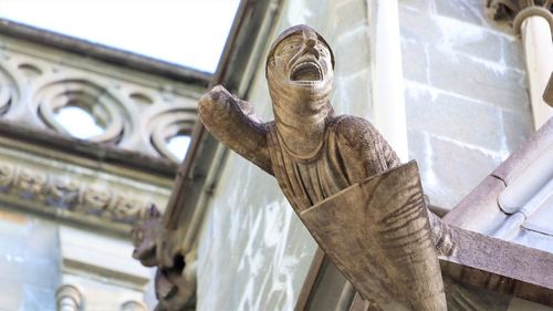 Low angle view of knight statue in temple viking cathedral norway