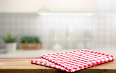 Close-up of ice cream on table at home