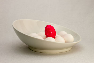 High angle view of dessert in bowl on table