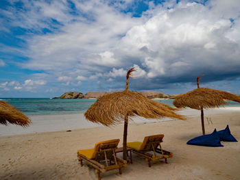 Beach side umbrella lombok indonesia 