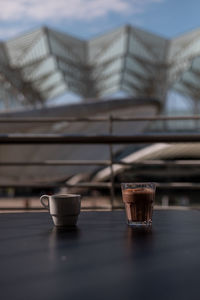 Close-up of coffee cup on table