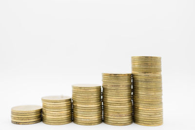 Stack of objects against white background