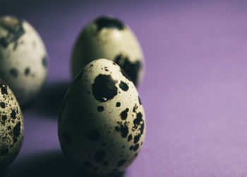 Close-up of easter eggs on table