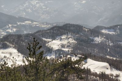 Scenic view of snowcapped mountains