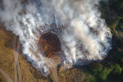 High angle view of waterfall