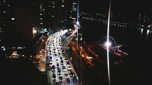 Illuminated cityscape at night