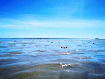 Scenic view of sea against blue sky