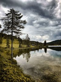 Scenic view of lake against sky
