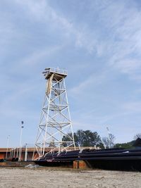 Low angle view of cranes against sky