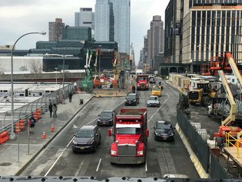 High angle view of traffic on city street