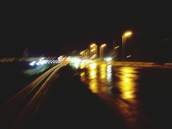 Light trails on road at night