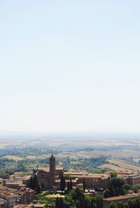 Cityscape against clear sky