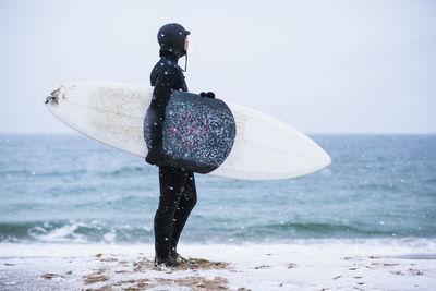 Full length of man on beach against sky