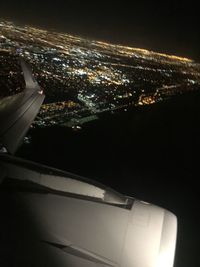 Aerial view of city at night