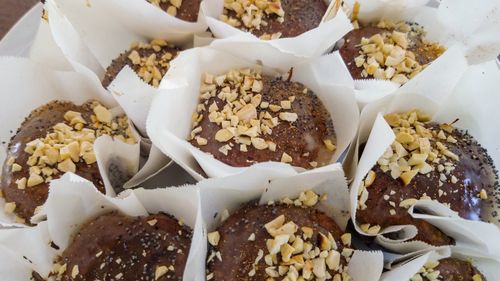 High angle view of vegan chocolate muffins 