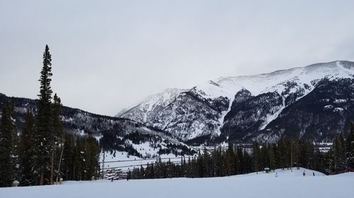 Scenic view of snow covered mountains against sky