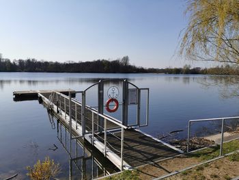 Scenic view of lake against clear sky