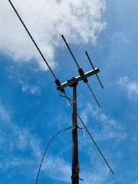 Low angle view of antenna against sky