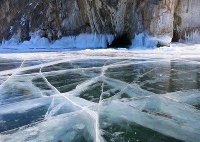 Scenic view of frozen river during winter