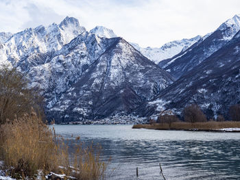 Winter landscape on lake como