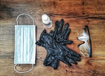 High angle view of bread on cutting board