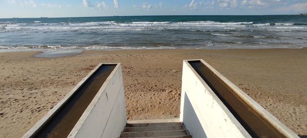 Scenic view of beach against sky