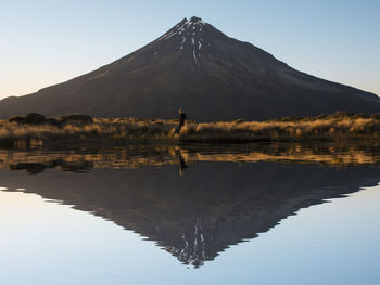 Scenic view of lake against mountain