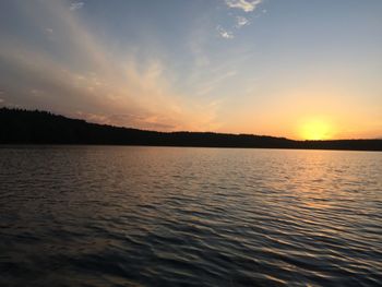 Scenic view of lake at sunset