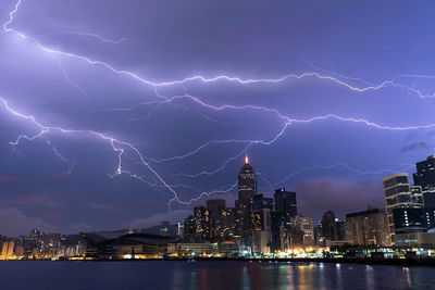 Scenic view of illuminated city against sky at night