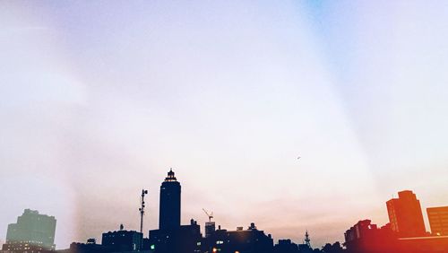 Low angle view of modern buildings against sky