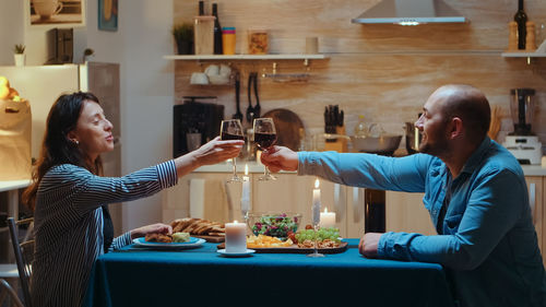 Business colleagues working on table