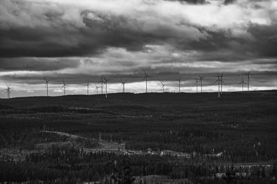 Scenic view of field against cloudy sky