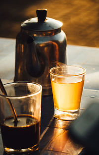 Close-up of tea served on table