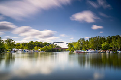 Bridge over river against sky